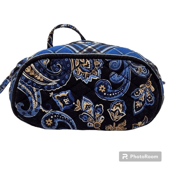 Vera Bradley Windsor Sm Two Handled Purse Blue Black Magnetic Snap Close Retired - Picture 2 of 7
